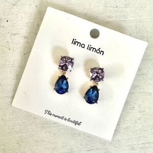 Lima limón purple and blue rhinestone post earrings